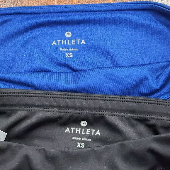 Athleta Leggings 7/8 Mid Rise Pockets Umbre Solid Stripes Lot Of 2 Sz XS - Picture 4 of 8